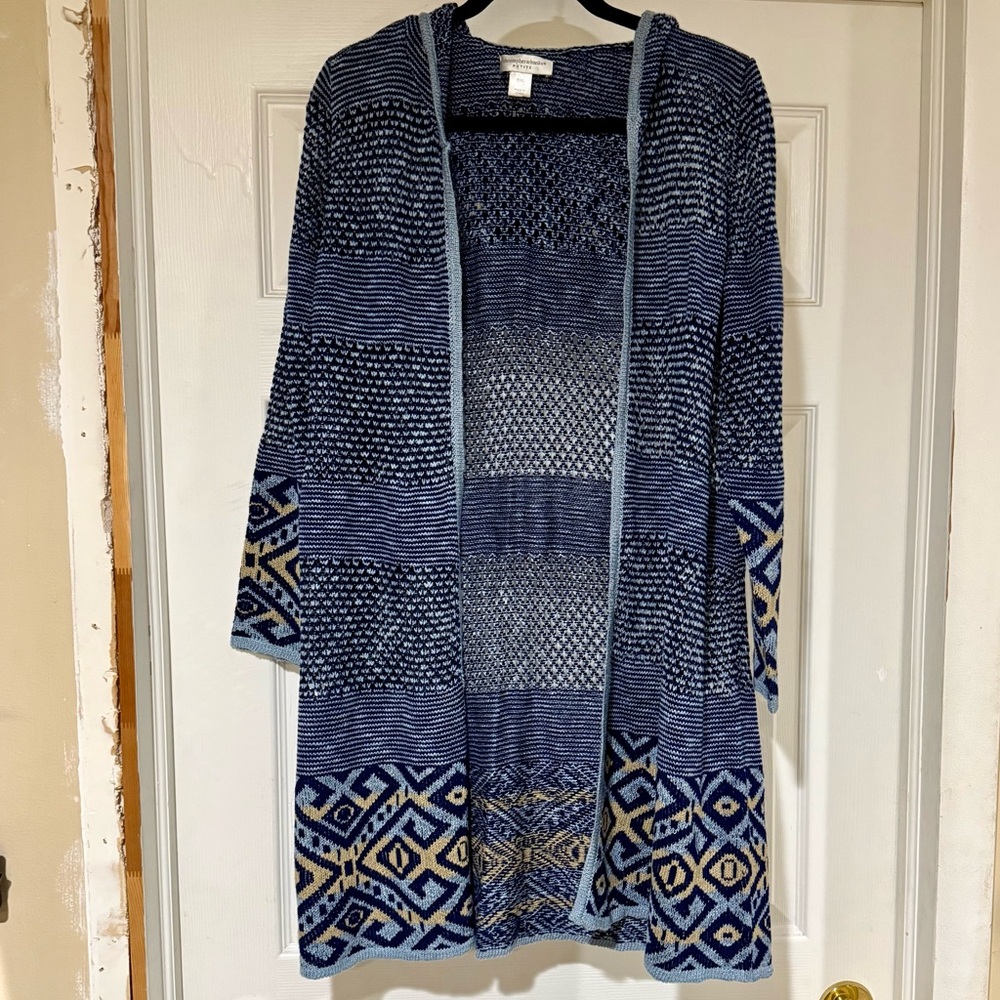 Christopher & Banks Blue Geometric Cardigan